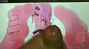 anime feet get cum tribute in hentai