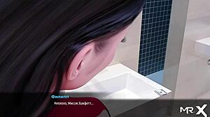 Hentai game featuring toilet tryst with insertion play