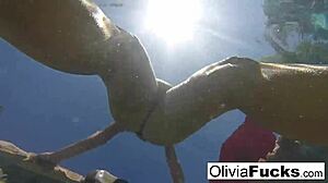 Olivia has summer fun in the pool.