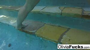 Olivia has summer fun in the pool.