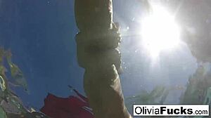 Olivia has summer fun in the pool.