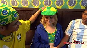 Interracial passion in doggy style during Copa America