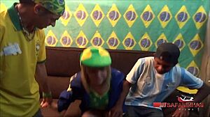 Interracial passion in doggy style during Copa America