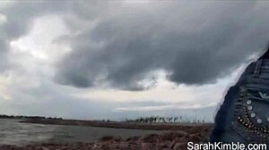 Sweet sarah kimble show pussy closeup at beach pov