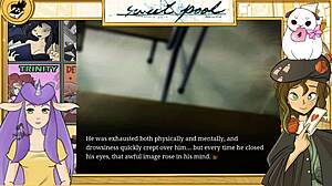 Japanese college students having sex in an animated Yaoi game