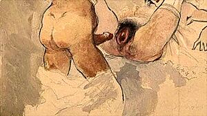 What vintage erotic illustration captures this retro anime scene?