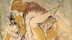 What vintage erotic illustration captures this retro anime scene?