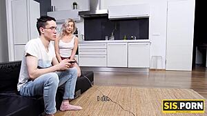 Porn chick coaxed stepbrother to have some fun instead of video game