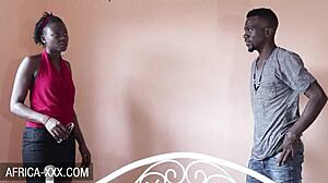 Ebony beauty rides stranger in missionary sex