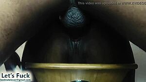 Ebony babe gets fucked by big black cock in her pussy.