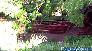 Ebony realtor Adrian Maya bends over for close-up cocksucking session with client in homemade reality