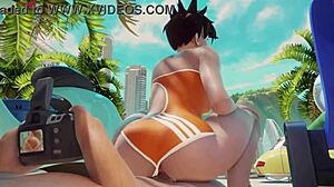 yo, watch tracer ride cock hard on the beach!