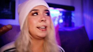 Cute Faced Blonde Looks Adorable While Sucking Cock