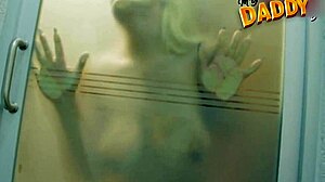 Fucking blonde girlfriend in steamy sauna.