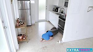 young klutz bambi black nailed hard before facial