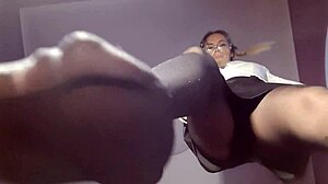 Foot fetish in nylon with BDSM spit 😍