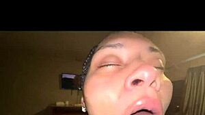 She keeps sucking my big black cock even after I cum on her face!