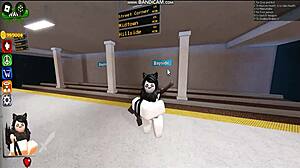 Whoreblox game gangbang moment with banging and cumshot action