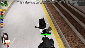 Whoreblox game gangbang moment with banging and cumshot action