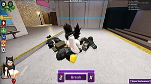 Whoreblox game gangbang moment with banging and cumshot action
