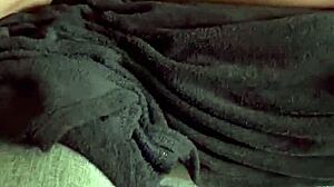 Having fun on the couch with oil