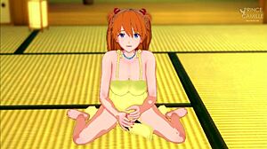 Horny Asuka in Yellow Dress Guides Your Handjob POV in Evangelion