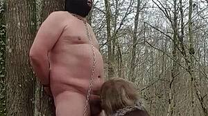 Submission of my slave in the forest with intense bdsm play