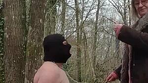 Submission of my slave in the forest with intense bdsm play
