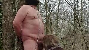 Submission of my slave in the forest with intense bdsm play