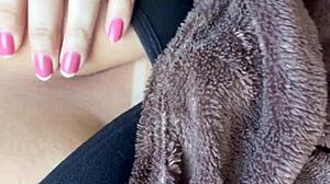 My lover loves to suck my natural tits