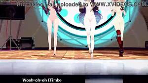 A compilation of MMD clips featuring various anime characters including Genshin Impact’s Eula and Mona