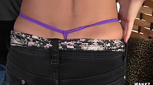 Stud drenches Caroline's sexy panties in wankz scene