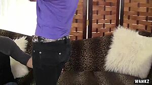 Stud drenches Caroline's sexy panties in wankz scene