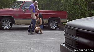 latina sucking dick in parking lot