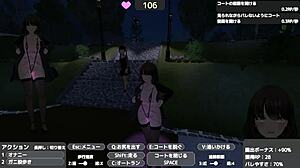 Serika exposing in naked coat publicly