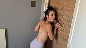 Petite slut gets gagged and deepthroated in gloryhole