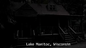 Blonde girl in bikini swims in supernatural setting