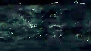 Blonde girl in bikini swims in supernatural setting