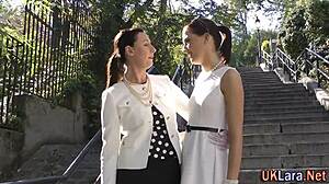 Wow, Classy British Milf in Stockings Fingers Lesbian Partner in Heels!