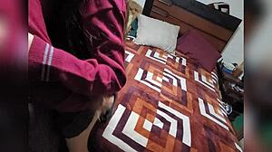 Mexican alumna visits and I fuck her instead of homework, bareback with my classmate in amateur video