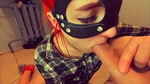 Redhead Gets Cumshot in Throat During Blowjob!