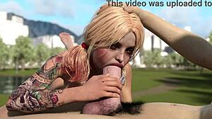 harley quinn deepthroats huge white dick