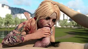 harley quinn deepthroats huge white dick