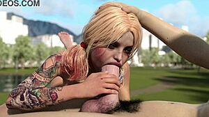 harley quinn deepthroats huge white dick