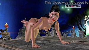 Beautiful Girl Poses And Masturbates With Carrot In Animated Cartoon.