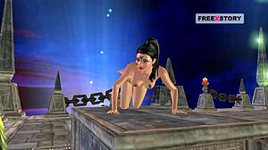 Beautiful Girl Poses And Masturbates With Carrot In Animated Cartoon.