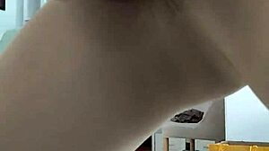 petite girl shows off her legs in pantyhose