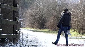 European girlfriend bounces hard on lover's cock