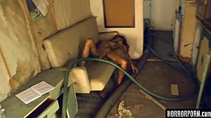 Brunette Bound in Rough Doggystyle Threesome