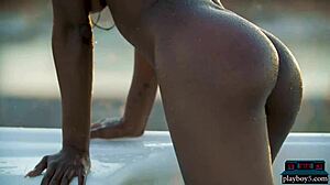 Ebony Beauty Mimi Desuka Strips Naked In Pool For Playboy